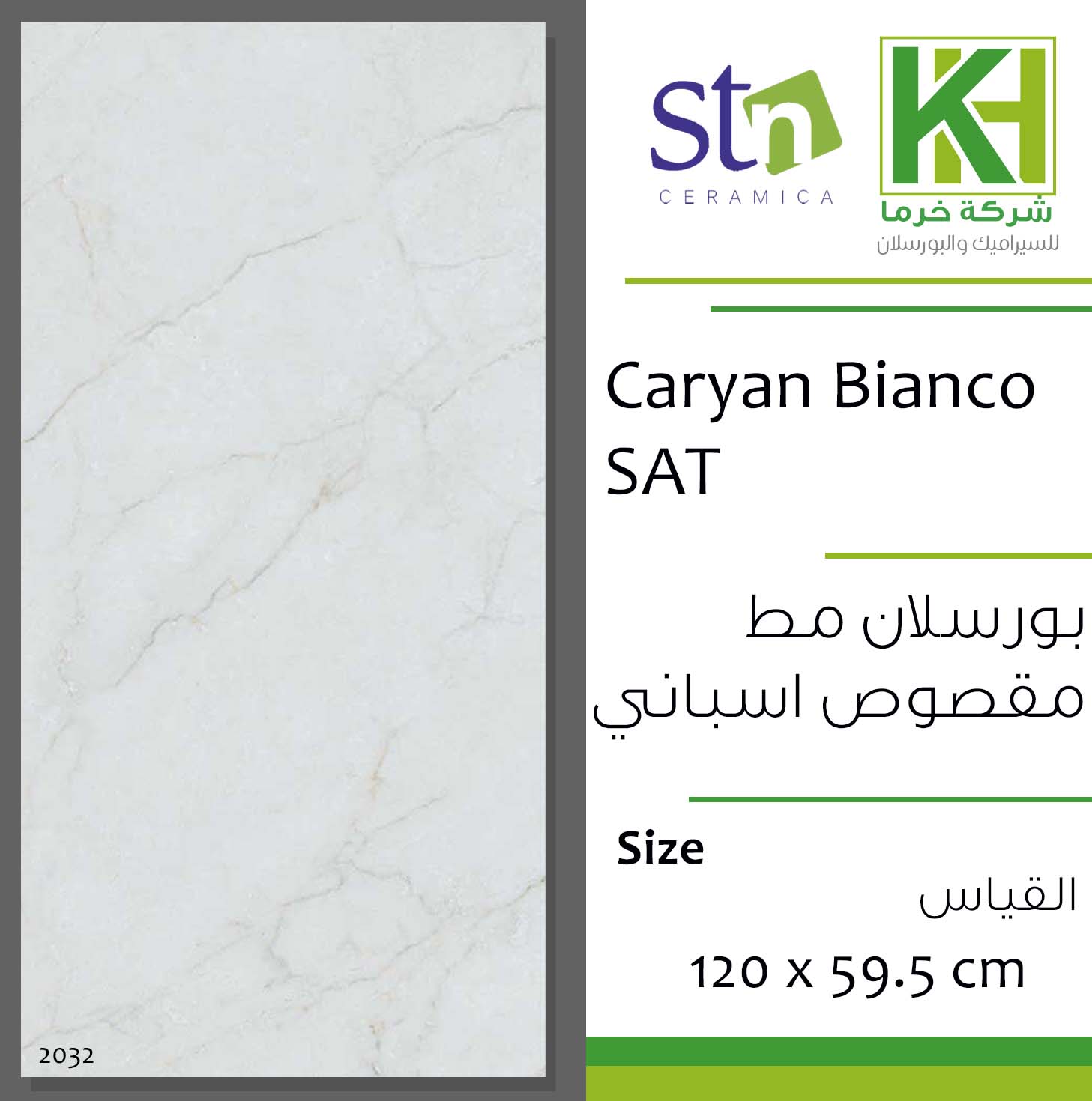 Picture of Spanish Porcelain tile 60x120cm Caryan Bianco SAT.